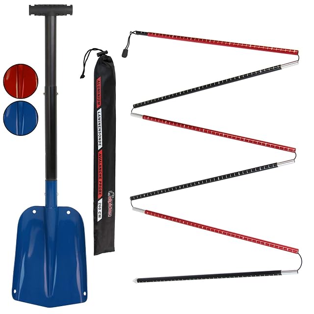 Set da valanga ALPIDEX con pala pieghevole in alluminio e sonda blu