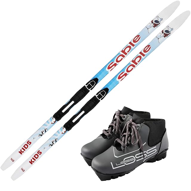 Set da fondo per bambini Skiwax Europe Panda, 120 cm, con attacchi e scarpe NNN