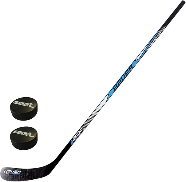 Set STEEL con bastone da hockey Bauer i3000 e due dischi neri