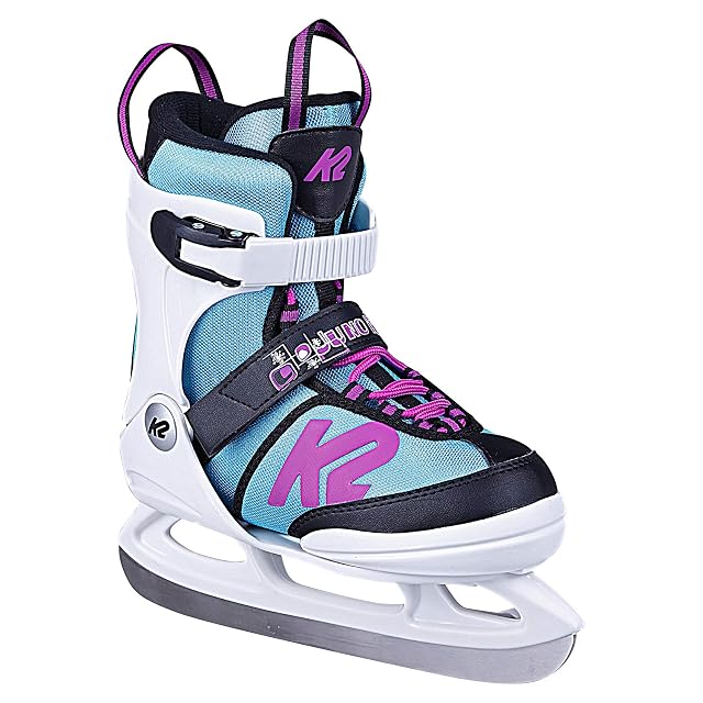 Pattino regolabile da bambina K2 Juno Ice, bianco e azzurro