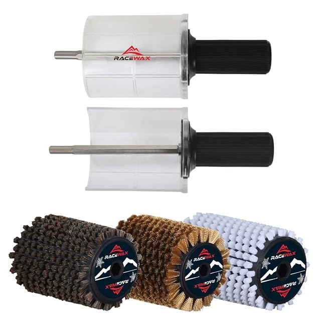 Set di spazzole rotanti RaceWax in nylon, crine e rame con manico Speed Stick