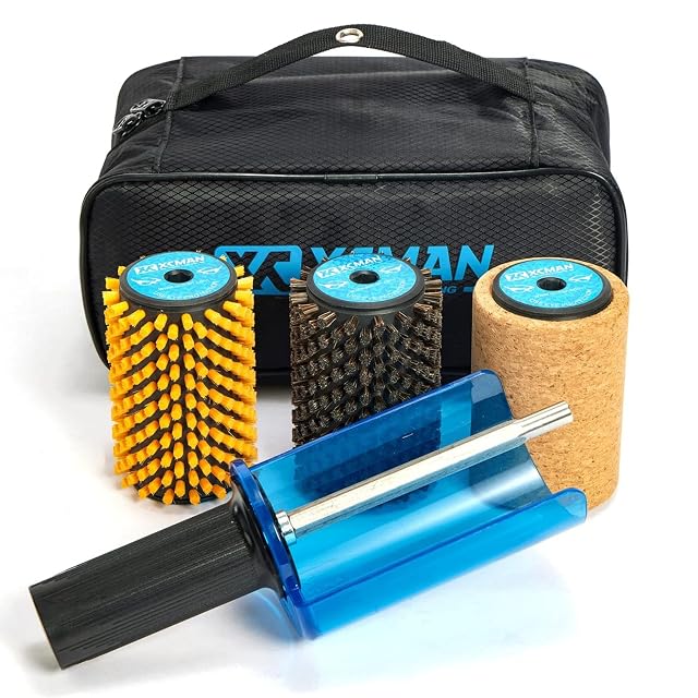 Set di spazzole rotanti XCMAN in nylon, crine e sughero, con manico e valigetta