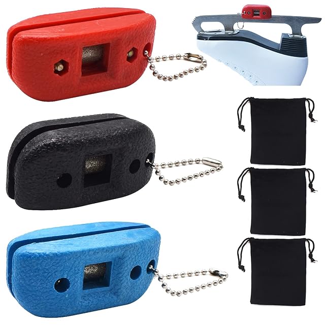 Set Tianher di tre pietre per affilare pattini, rossa, blu e nera, con custodie
