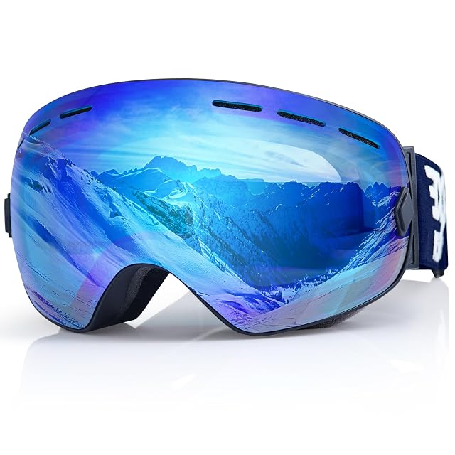 Maschera da sci senza telaio EXP VISION blu con lente sferica REVO