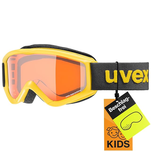 Maschera da sci per bambini uvex speedy pro gialla e nera con lente lasergold
