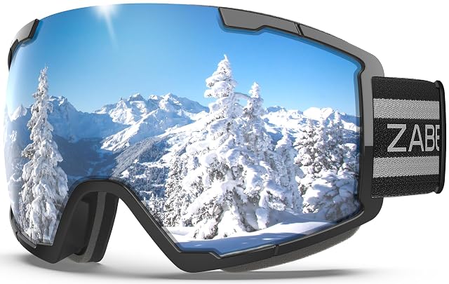 Maschera da sci ZABERT OTG v3 nera con lente a specchio argento