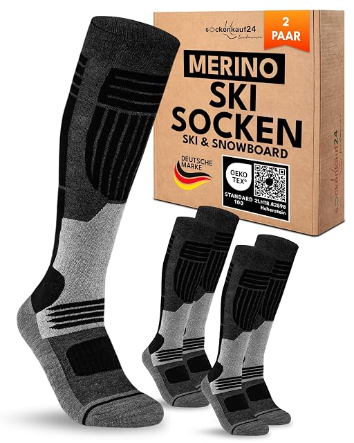 Calze da sci in merino sockenkauf24 nere, due paia